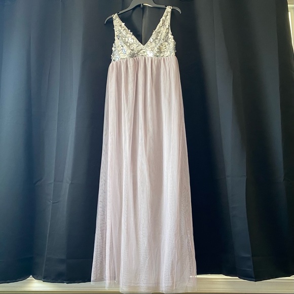 Maternity Contrast Sequin Mesh Dress Maxi Gown S - Picture 6 of 6